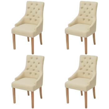 ARDEBO.de - Esszimmerstühle 4 Stk. Cremeweiß Stoff