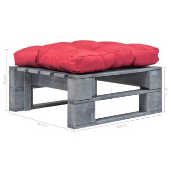 Outdoor-Ottomane Paletten mit Kissen in Rot Holz Grau