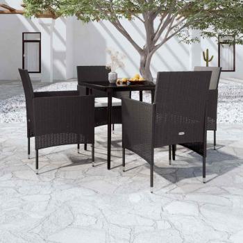 ARDEBO.de - 5-tlg. Garten-Essgruppe mit Kissen Schwarz
