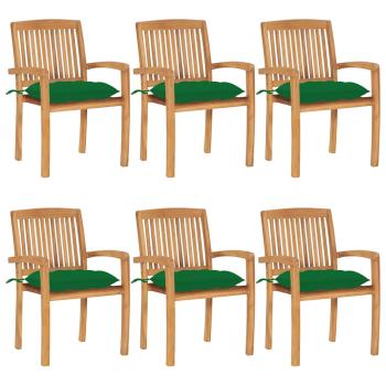 ARDEBO.de - Stapelbare Gartenst?hle mit Kissen 6 Stk. Massivholz Teak