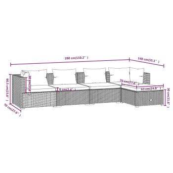 5-tlg. Garten-Lounge-Set mit Kissen Poly Rattan Braun