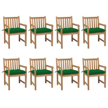 ARDEBO.de - Gartenstühle 8 Stk. mit Grünen Kissen Massivholz Teak