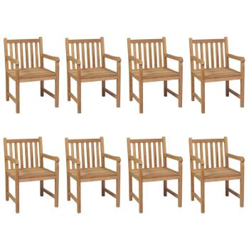Gartenstühle 8 Stk. mit Grünen Kissen Massivholz Teak