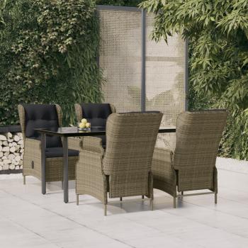 ARDEBO.de - 5-tlg. Garten-Essgruppe Braun Poly Rattan