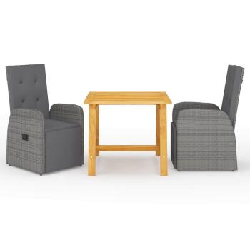 ARDEBO.de - 3-tlg. Garten-Essgruppe Grau