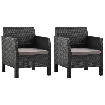 ARDEBO.de - Gartenst?hle mit Kissen 2 Stk. PP Rattan Anthrazit