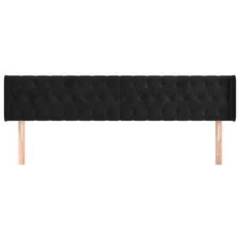 Kopfteil mit Ohren Schwarz 203x16x78/88 cm Samt