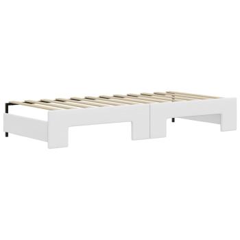 Tagesbett Ausziehbar Weiß 90x200 cm Kunstleder