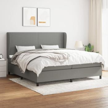 ARDEBO.de - Boxspringbett mit Matratze Dunkelgrau 200x200 cm Stoff