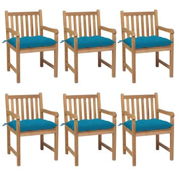 ARDEBO.de - Gartenst?hle 6 Stk. mit Hellblauen Kissen Massivholz Teak