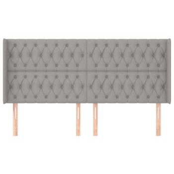 Kopfteil mit Ohren Hellgrau 183x16x118/128 cm Stoff