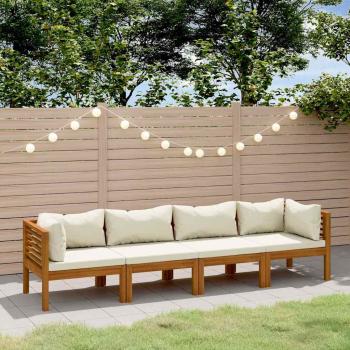 ARDEBO.de - 4-Sitzer-Gartensofa mit Creme Kissen Massivholz Akazie