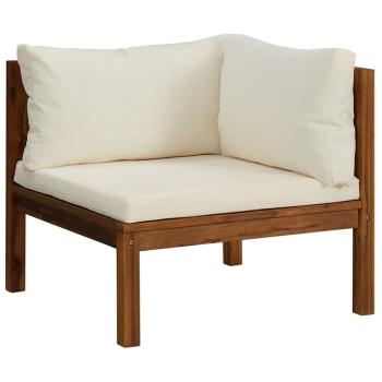 4-Sitzer-Gartensofa mit Creme Kissen Massivholz Akazie