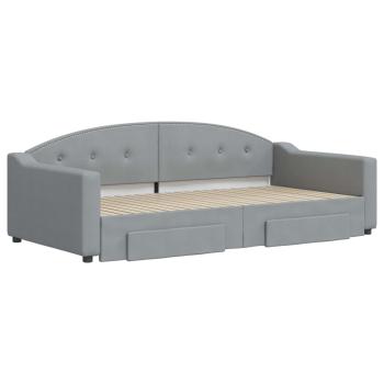 Tagesbett Ausziehbar mit Schubladen Hellgrau 100x200 cm Stoff