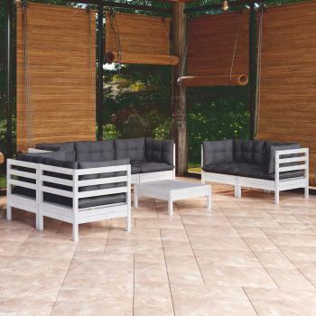 ARDEBO.de - 8-tlg. Garten-Lounge-Set mit Kissen Kiefer Massivholz