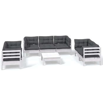 8-tlg. Garten-Lounge-Set mit Kissen Kiefer Massivholz