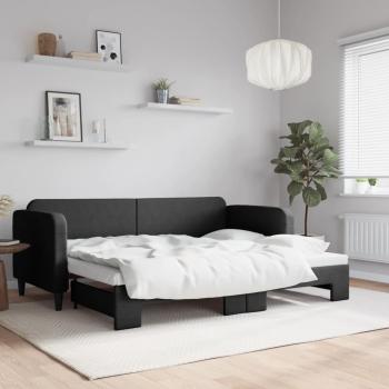 ARDEBO.de - Tagesbett Ausziehbar Schwarz 80x200 cm Stoff