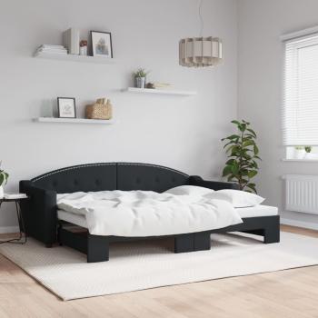 ARDEBO.de - Tagesbett Ausziehbar Schwarz 80x200 cm Stoff
