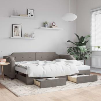 ARDEBO.de - Tagesbett Ausziehbar mit Schubladen Taupe 80x200 cm Stoff