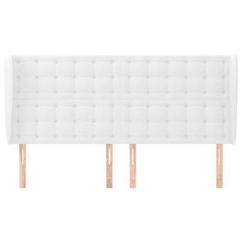 Kopfteil mit Ohren Weiß 203x23x118/128 cm Kunstleder
