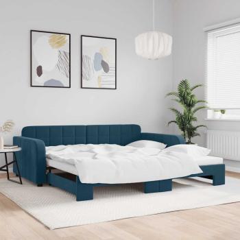 ARDEBO.de - Tagesbett Ausziehbar Blau 100x200 cm Samt