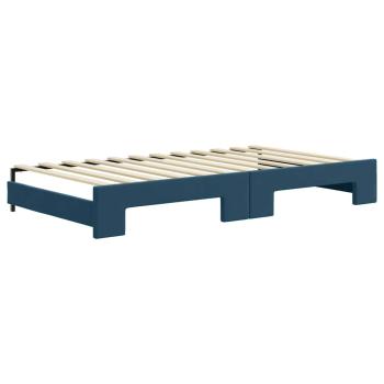 Tagesbett Ausziehbar Blau 100x200 cm Samt
