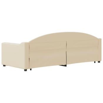 Tagesbett Ausziehbar mit Schubladen Creme 80x200 cm Stoff