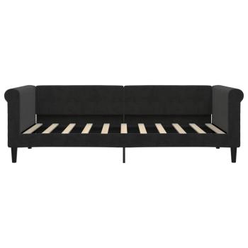 Tagesbett Ausziehbar mit Schubladen Schwarz 90x190 cm Samt