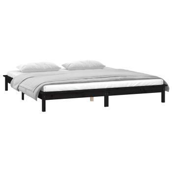 Massivholzbett mit LEDs Schwarz 140x190 cm