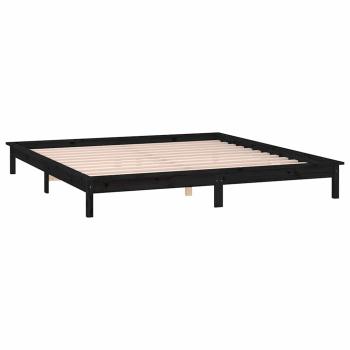 Massivholzbett mit LEDs Schwarz 140x190 cm
