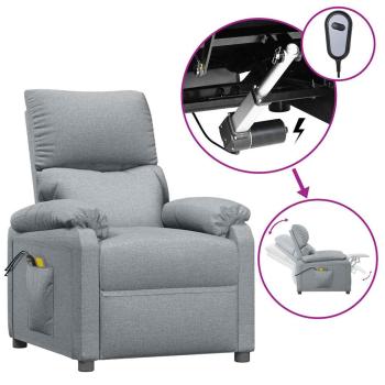 Massagesessel Elektrisch Hellgrau Stoff