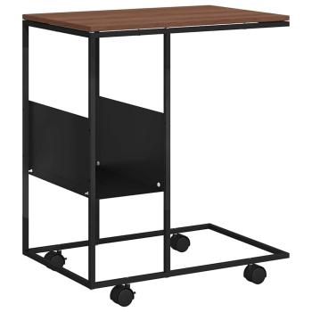 Beistelltisch mit Rollen Schwarz 55x36x63,5 cm Holzwerkstoff