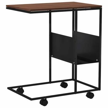 Beistelltisch mit Rollen Schwarz 55x36x63,5 cm Holzwerkstoff
