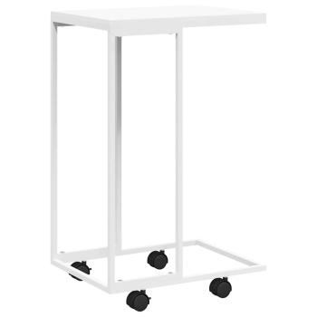 Beistelltisch mit Rollen Wei? 40x30x63,5 cm Holzwerkstoff