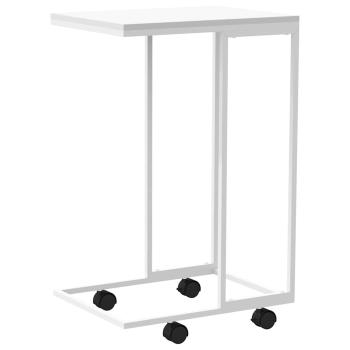 Beistelltisch mit Rollen Wei? 40x30x63,5 cm Holzwerkstoff