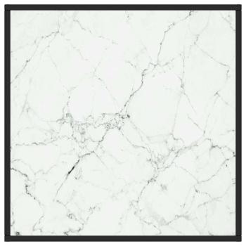 Couchtisch Schwarz mit Weißem Glas in Marmor-Optik 80x80x35 cm