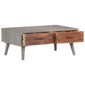 Couchtisch Grau 100x60x40 cm Raues Mango-Massivholz