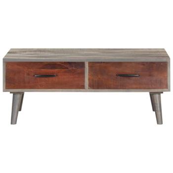 Couchtisch Grau 100x60x40 cm Raues Mango-Massivholz