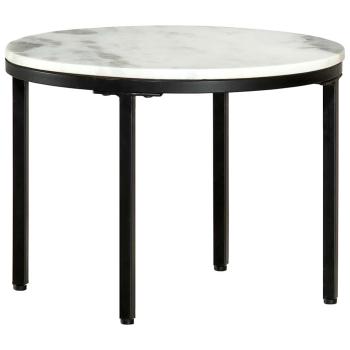 ARDEBO.de - Couchtisch Weiß und Schwarz Ø50 cm Echter Marmor