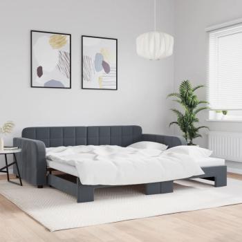 ARDEBO.de - Tagesbett Ausziehbar Dunkelgrau 100x200 cm Samt