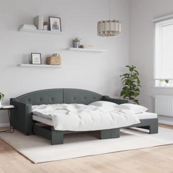 ARDEBO.de - Tagesbett Ausziehbar Dunkelgrau 90x200 cm Stoff