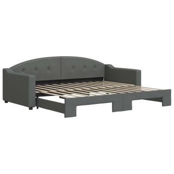 Tagesbett Ausziehbar Dunkelgrau 90x200 cm Stoff