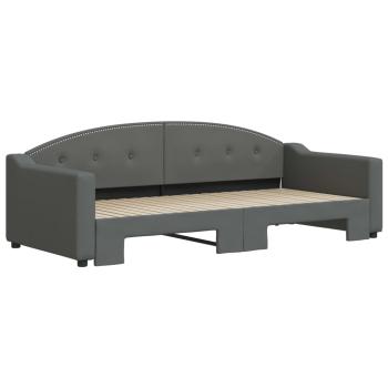 Tagesbett Ausziehbar Dunkelgrau 90x200 cm Stoff