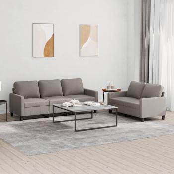 ARDEBO.de - 2-tlg. Sofagarnitur mit Kissen Taupe Stoff