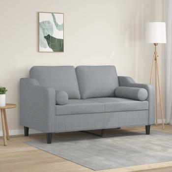 ARDEBO.de - 2-Sitzer-Sofa mit Zierkissen Hellgrau 120 cm Stoff