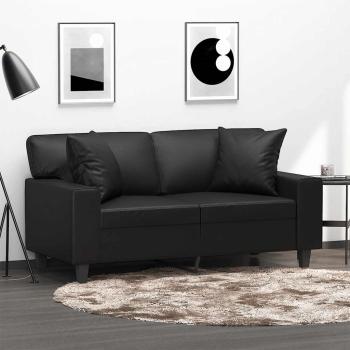 ARDEBO.de - 2-Sitzer-Sofa mit Zierkissen Schwarz 120 cm Kunstleder
