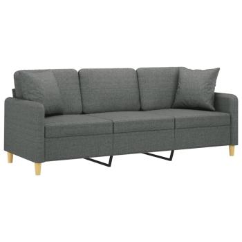 3-Sitzer-Sofa mit Zierkissen Dunkelgrau 180 cm Stoff
