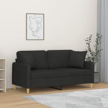 ARDEBO.de - 2-Sitzer-Sofa mit Zierkissen Schwarz 140 cm Stoff