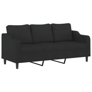 4-tlg. Sofagarnitur mit Kissen Schwarz Stoff