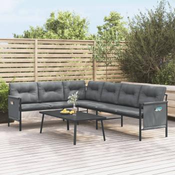 ARDEBO.de - 2-tlg. Garten-Lounge-Set Anthrazit Stahl